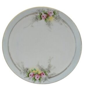 Vintage Meito China Bread Plate Bone China Blue Pink‎ Hand Painted Floral Japan